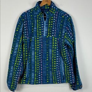 Chubbies Men’s Fleece 1/4 Zip Pullover Blue Yellow Pink Geometric Patterned